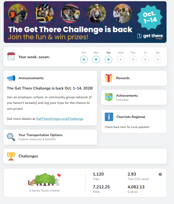 Screenshot of Get There Connect home page.